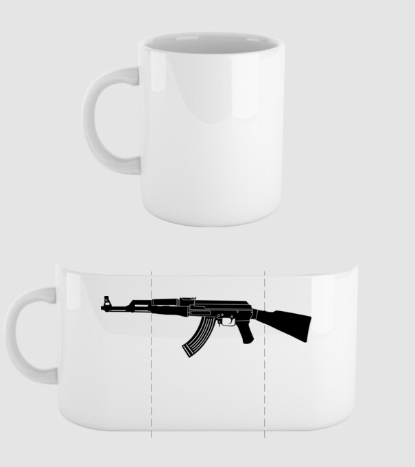 Színezhető AK47 gépkarabély gépfegyver minta fehér pólón