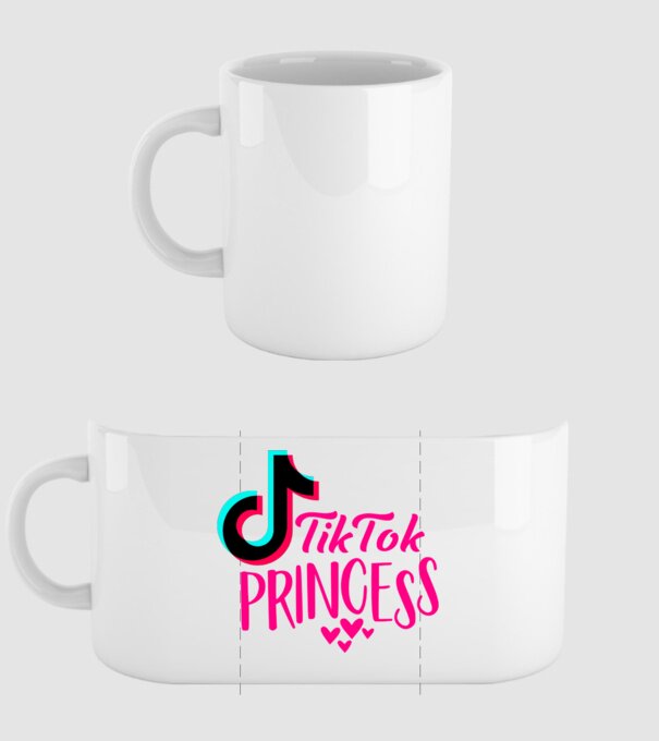 TikTok Princess színezhető minta fehér pólón