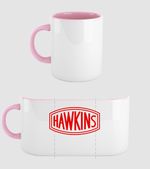 Stranger Things Hawkins színezhető minta világos rózsaszín pólón