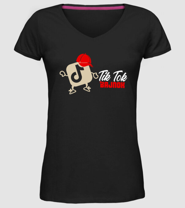 Tik Tok bajnok színezhető minta fekete pólón