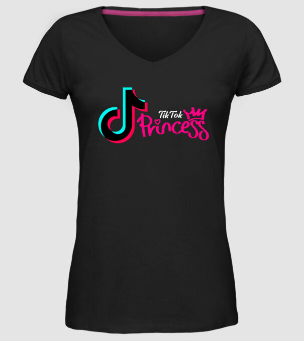 TikTok princess színezhető minta fekete pólón