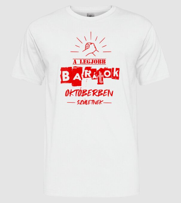 legjobb barátok októberben születnek színezhető minta fehér pólón