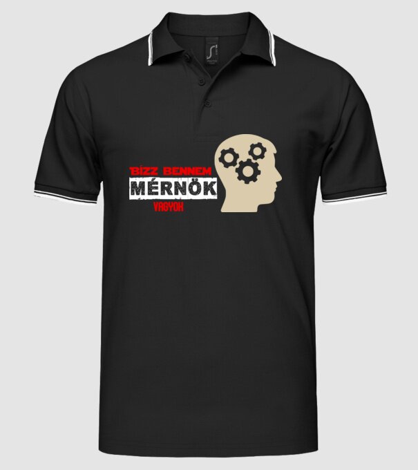 Bízz bennem mérnök vagyok színezhető minta fekete pólón
