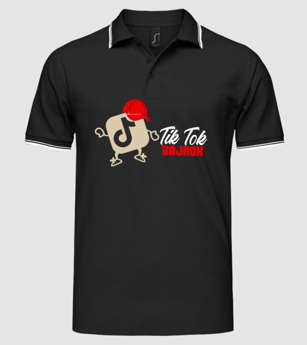 Tik Tok bajnok színezhető minta fekete pólón