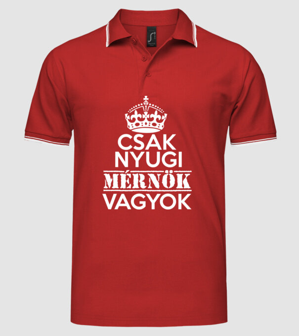 Keep Calm mérnök minta piros pólón