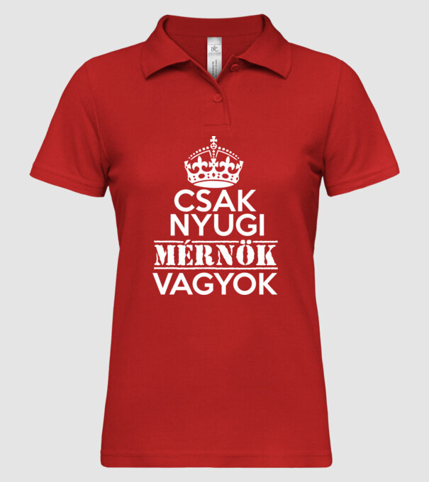 Keep Calm mérnök minta piros pólón
