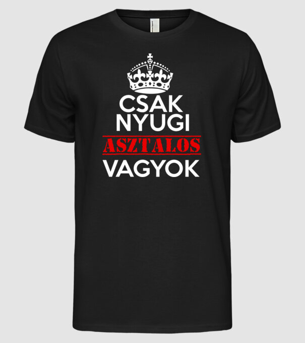 Keep Calm asztalos minta fekete pólón