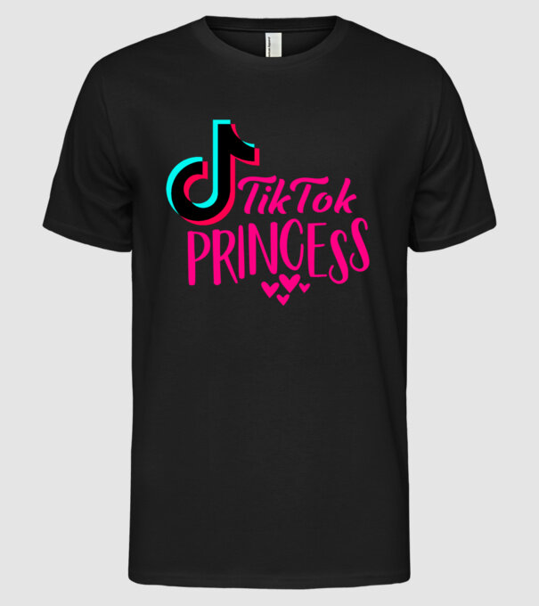 TikTok Princess színezhető minta fekete pólón