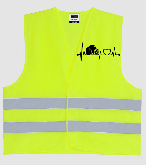 Fotós szív színezhető minta neonsárga pólón
