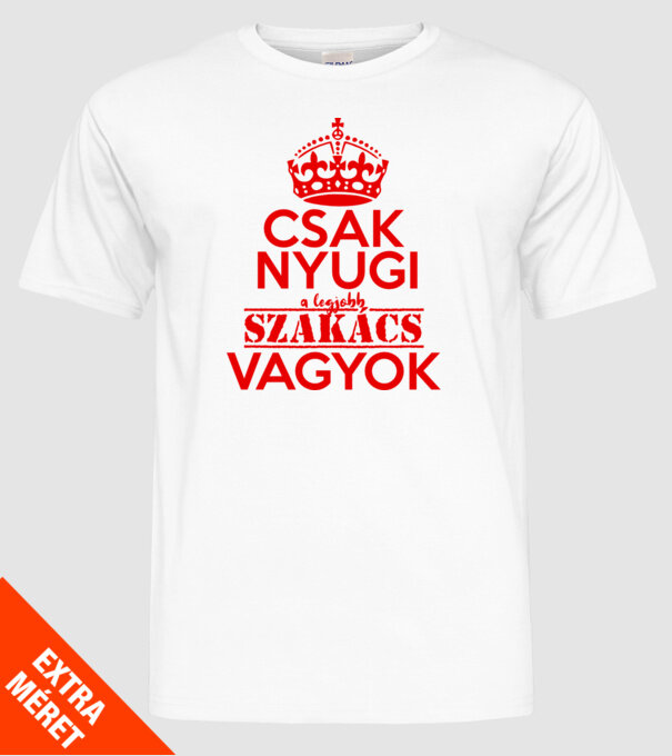 Keep Calm szakács minta fehér pólón
