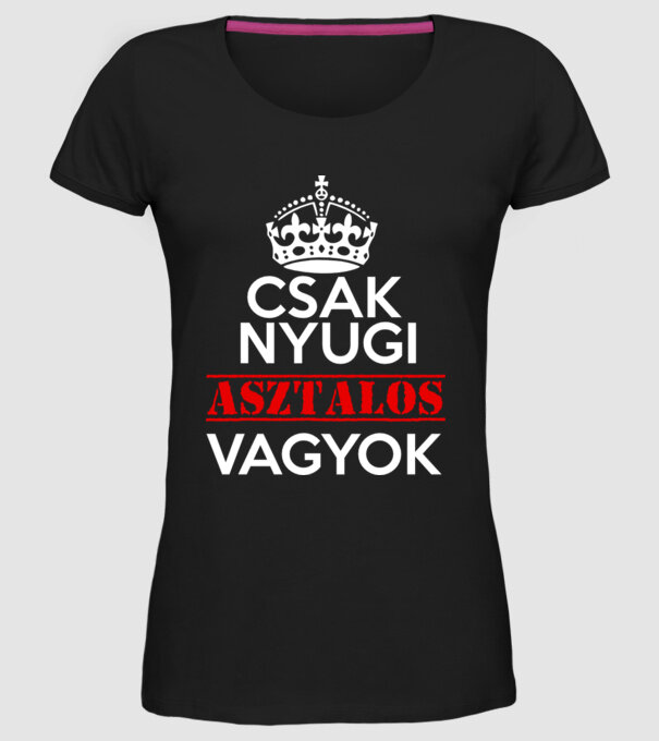 Keep Calm asztalos minta fekete pólón