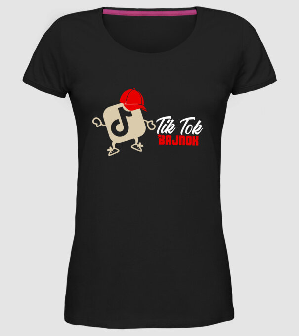 Tik Tok bajnok színezhető minta fekete pólón