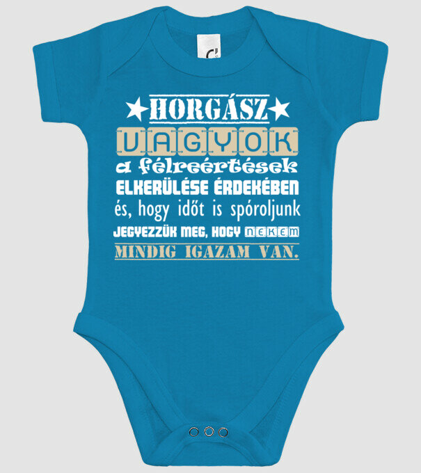 Horgász vagyok mindig igazam van színezhető minta türkiz pólón