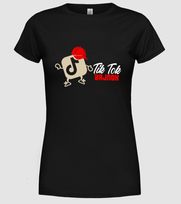 Tik Tok bajnok színezhető minta fekete pólón