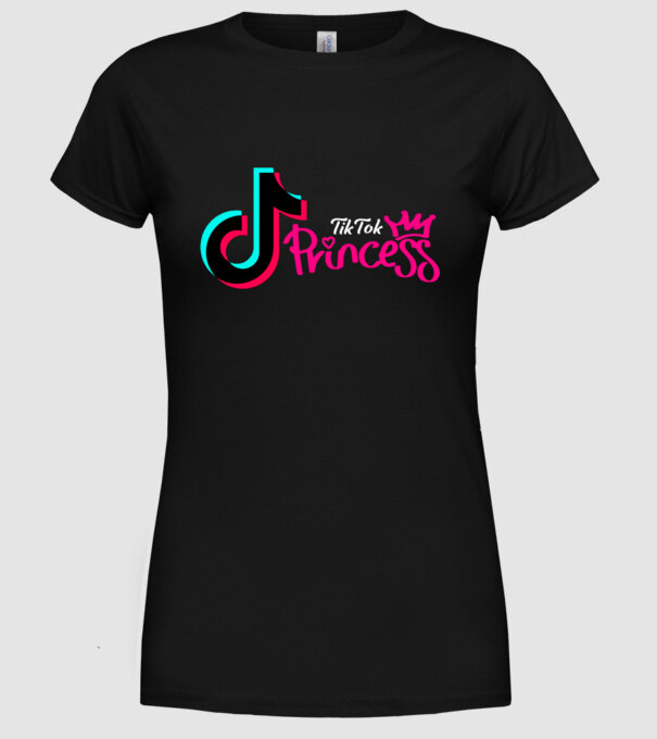 TikTok princess színezhető minta fekete pólón