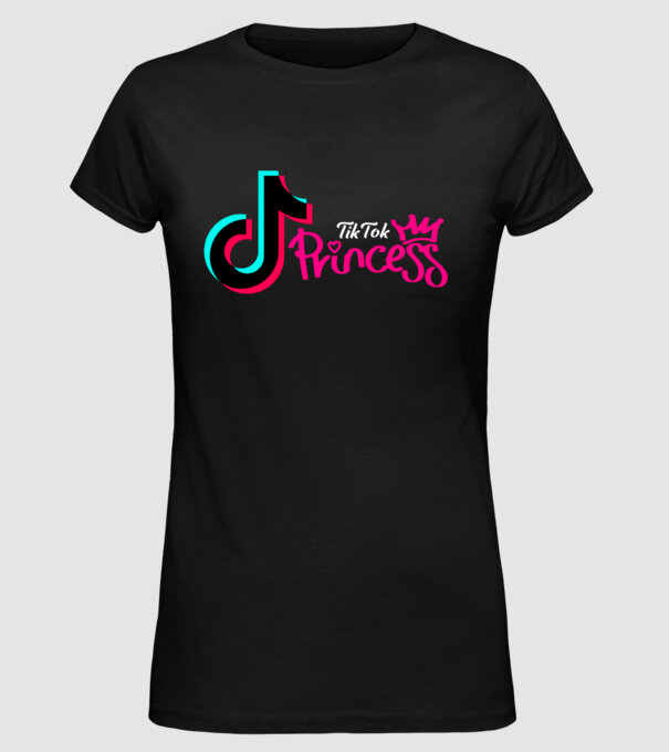 TikTok princess színezhető minta fekete pólón