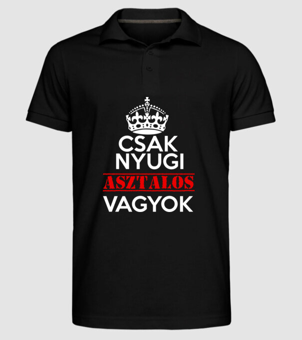 Keep Calm asztalos minta fekete pólón