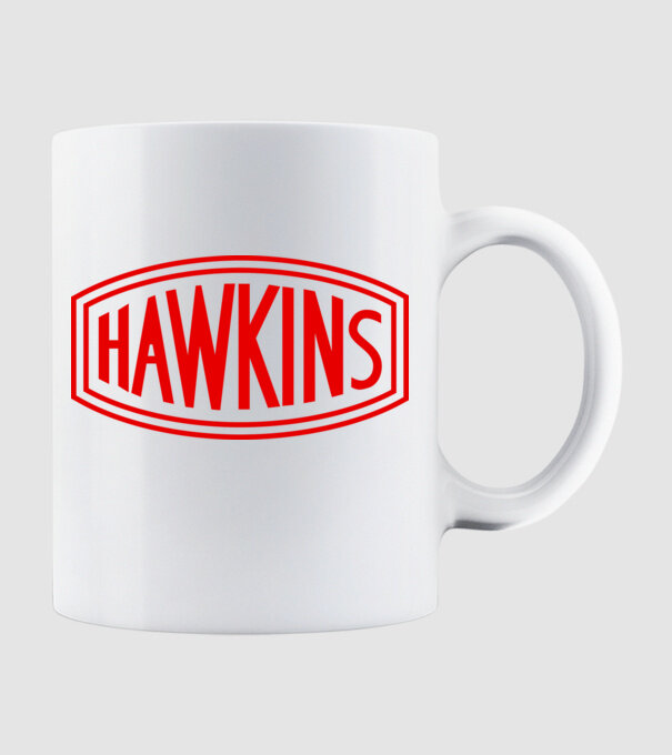 Stranger Things Hawkins színezhető minta fehér pólón