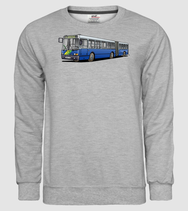 Ikarus 435 csuklós busz (7-es) minta szürke pólón