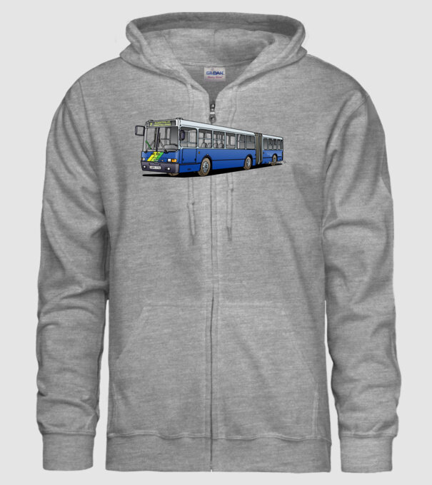 Ikarus 435 csuklós busz (7-es) minta szürke pólón
