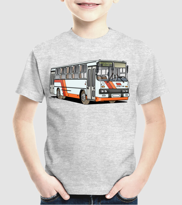 Ikarus 260 busz minta szürke pólón