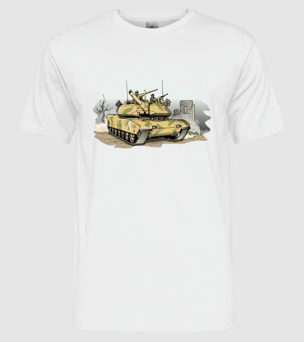 Modern Harckocsi MBT minta fehér pólón