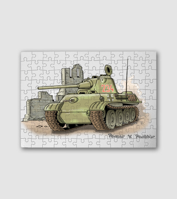 Panzer V. Panther Harckocsi minta fehér pólón