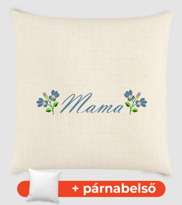 Mama felirat kicsi kék virágokkal minta homokszín pólón
