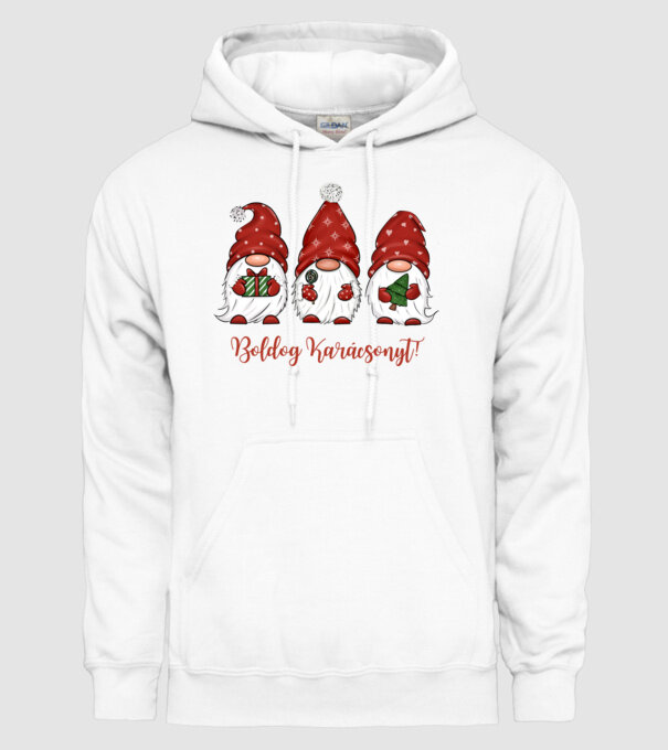 Boldog Karácsonyt! Törpök II. minta fehér pólón
