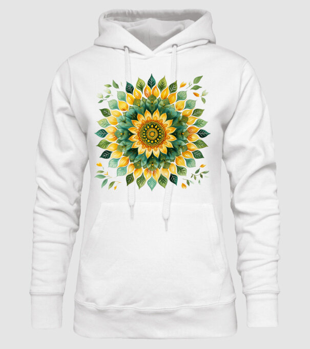 Sunflower mandala minta fehér pólón