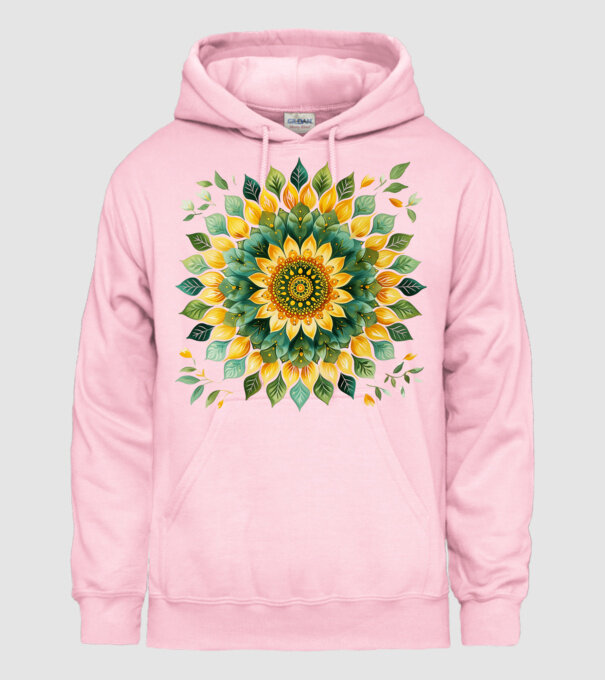 Sunflower mandala minta világos rózsaszín pólón
