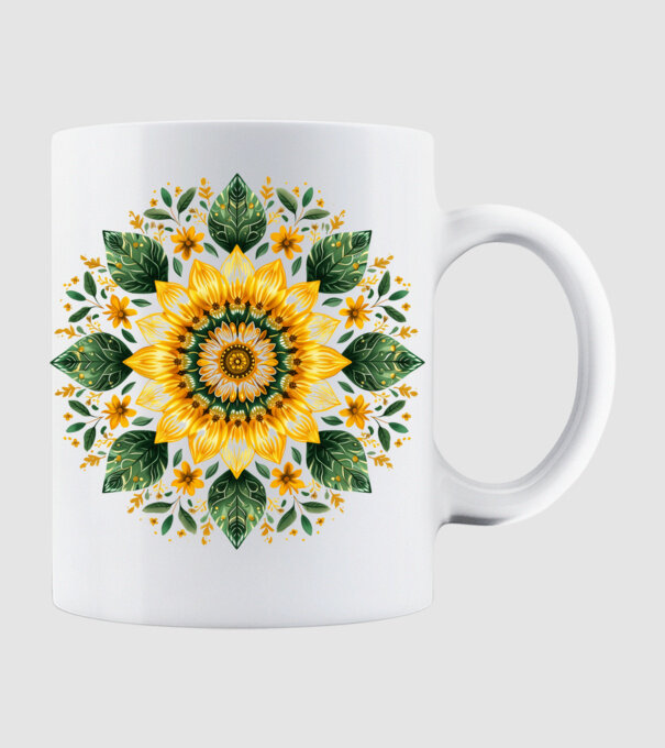 Sunflower mandala minta fehér pólón