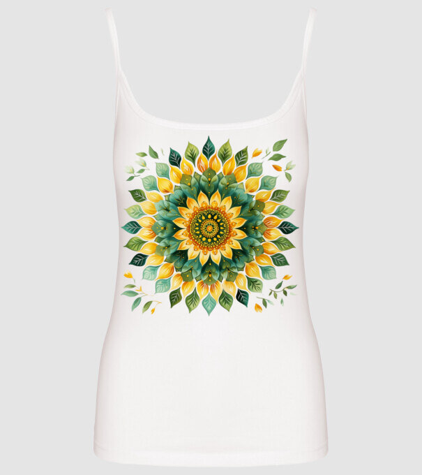 Sunflower mandala minta fehér pólón