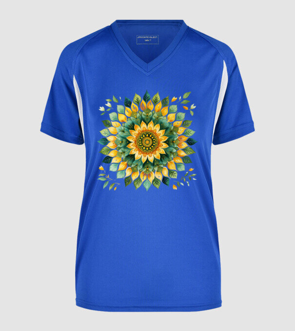 Sunflower mandala minta királykék pólón