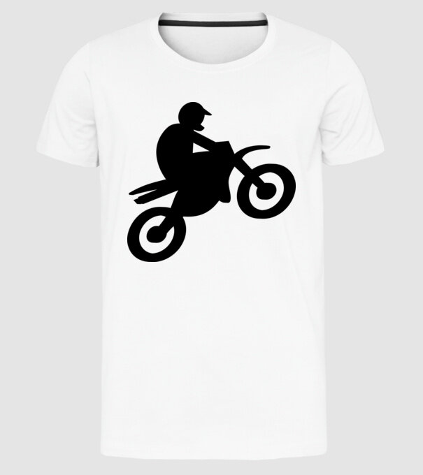 Motocross motoros póló minta fehér pólón