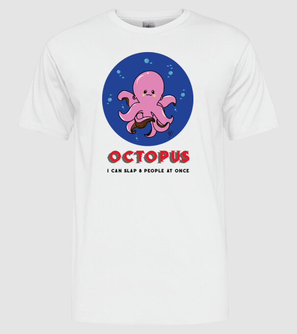 Octopus minta fehér pólón