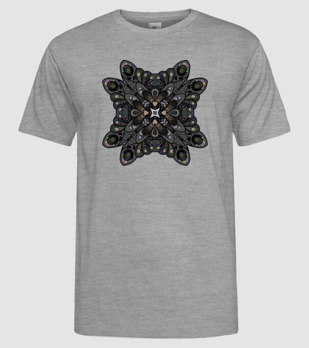 Mandala minta szürke pólón