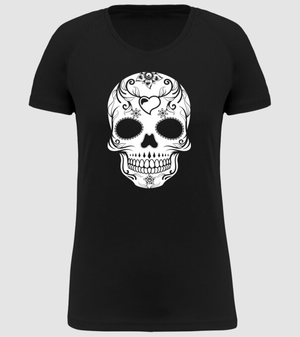 Muertos minta fekete pólón