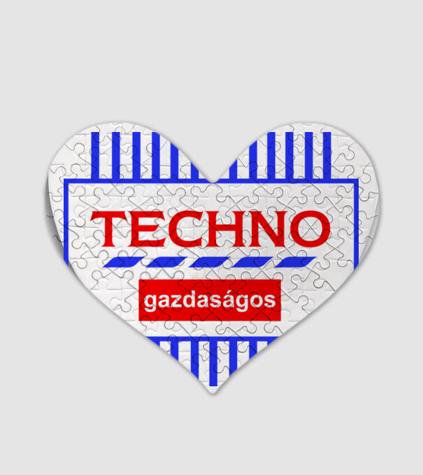 Techno minta fehér pólón