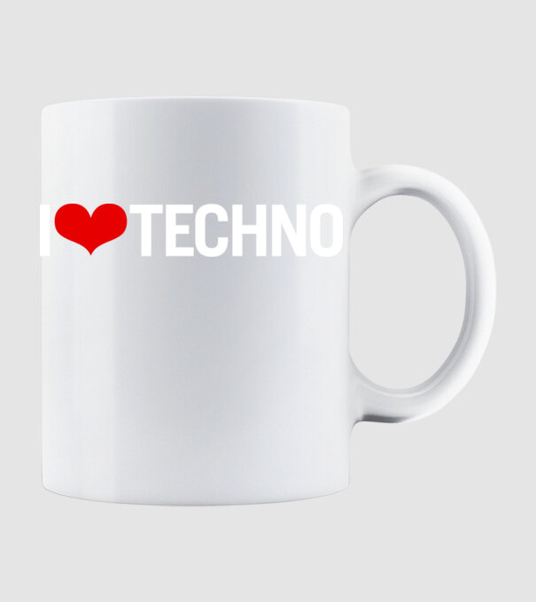 I love Techno minta fehér pólón