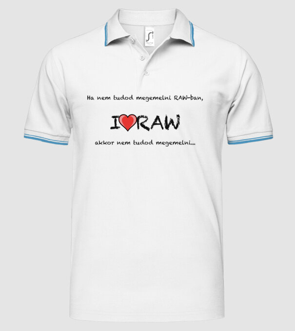 I love RAW minta fehér pólón