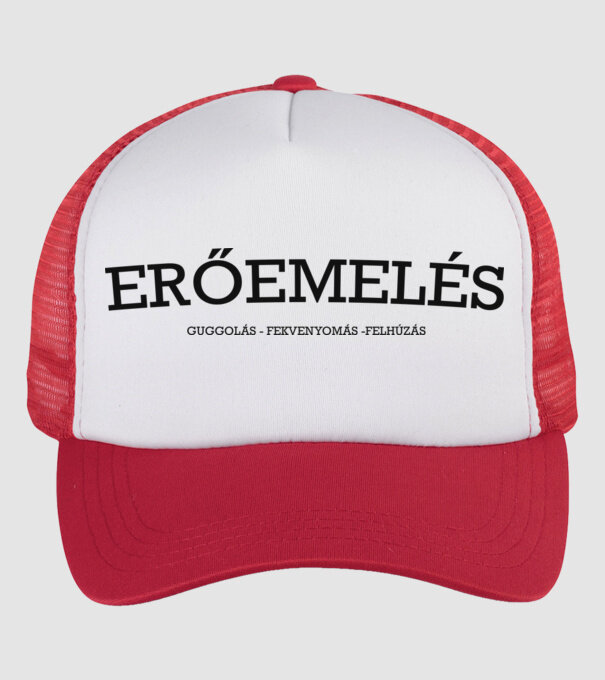 ERŐEMELÉS minta fehér/piros pólón