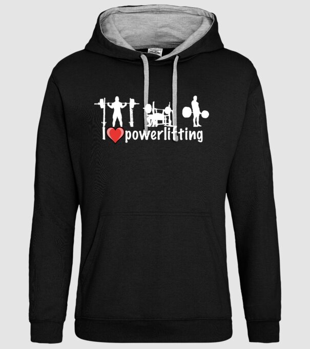 I love powerlifting - fehér minta fekete pólón