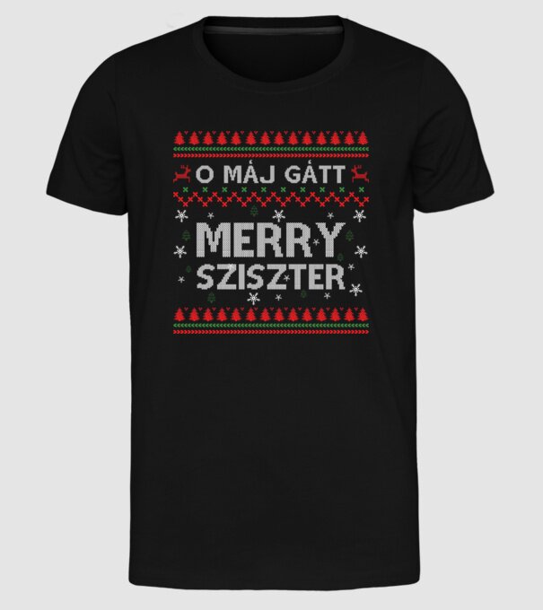 Merry Sziszter minta fekete pólón