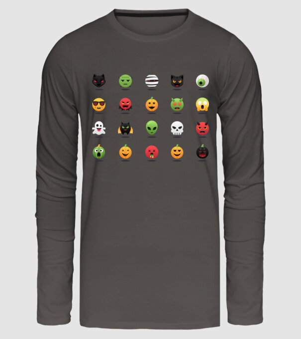 Halloween emoji minta sötétszürke pólón