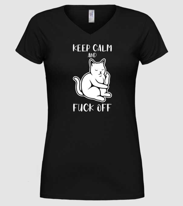 Keep calm and fuck off minta fekete pólón