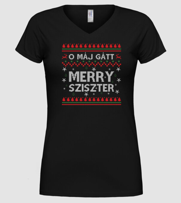 Merry Sziszter minta fekete pólón