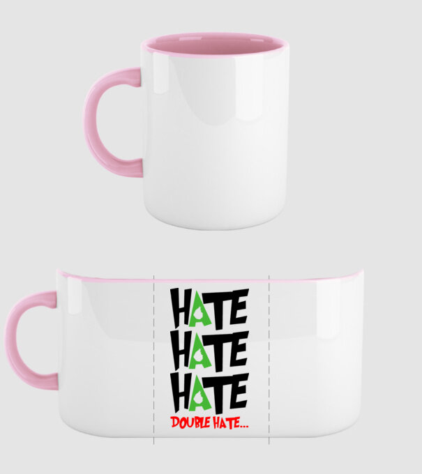 Double Hate minta világos rózsaszín pólón