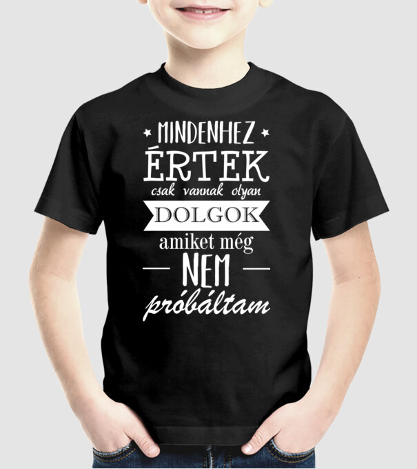 Mindenhez értek minta fekete pólón