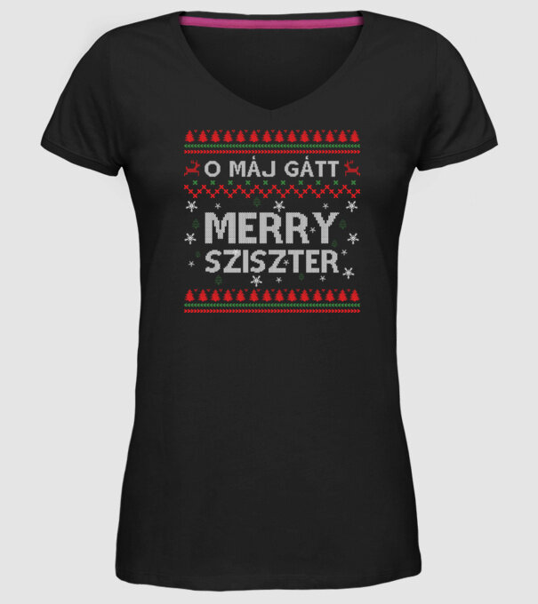 Merry Sziszter minta fekete pólón